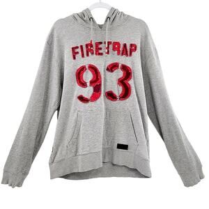Firetrap 93 Stitched Light Gray Pullover Long Sleeve Hoodie Sweater Men’s Sz XXL